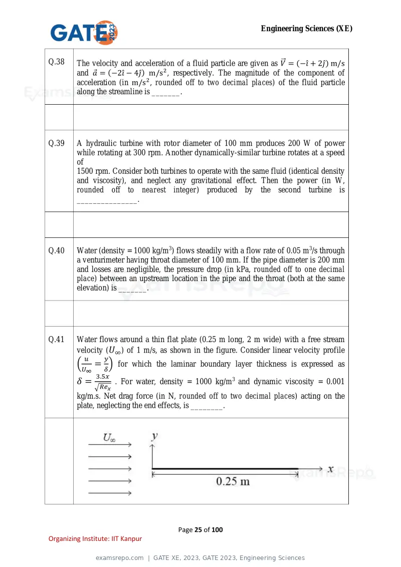 GATE XE 2023 question paper, GATE 2023, Engineering Sciences, page 25 of 100