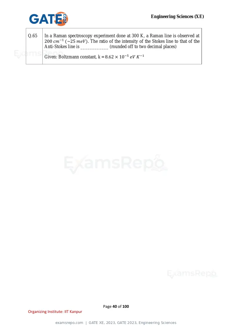 GATE XE 2023 question paper, GATE 2023, Engineering Sciences, page 40 of 100