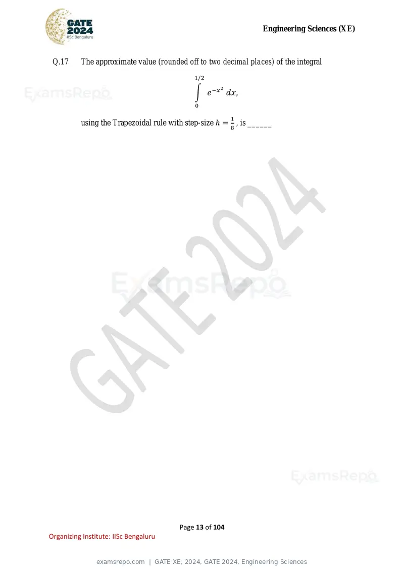 GATE XE 2024 question paper, GATE 2024, Engineering Sciences, page 13 of 104