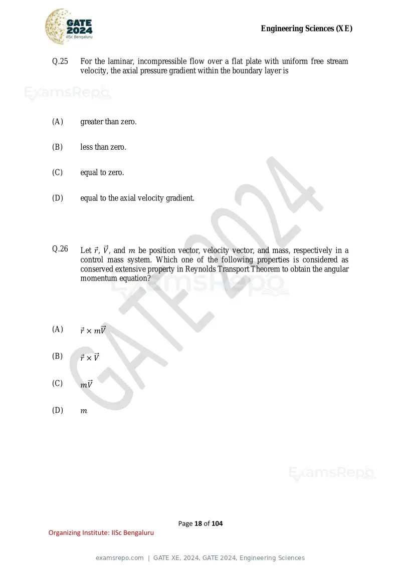 GATE XE 2024 question paper, GATE 2024, Engineering Sciences, page 18 of 104