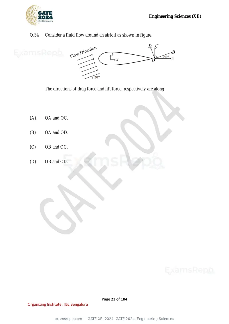 GATE XE 2024 question paper, GATE 2024, Engineering Sciences, page 23 of 104