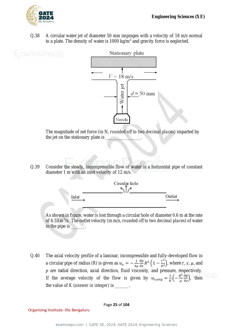 GATE XE 2024 question paper, GATE 2024, Engineering Sciences, page 25 of 104