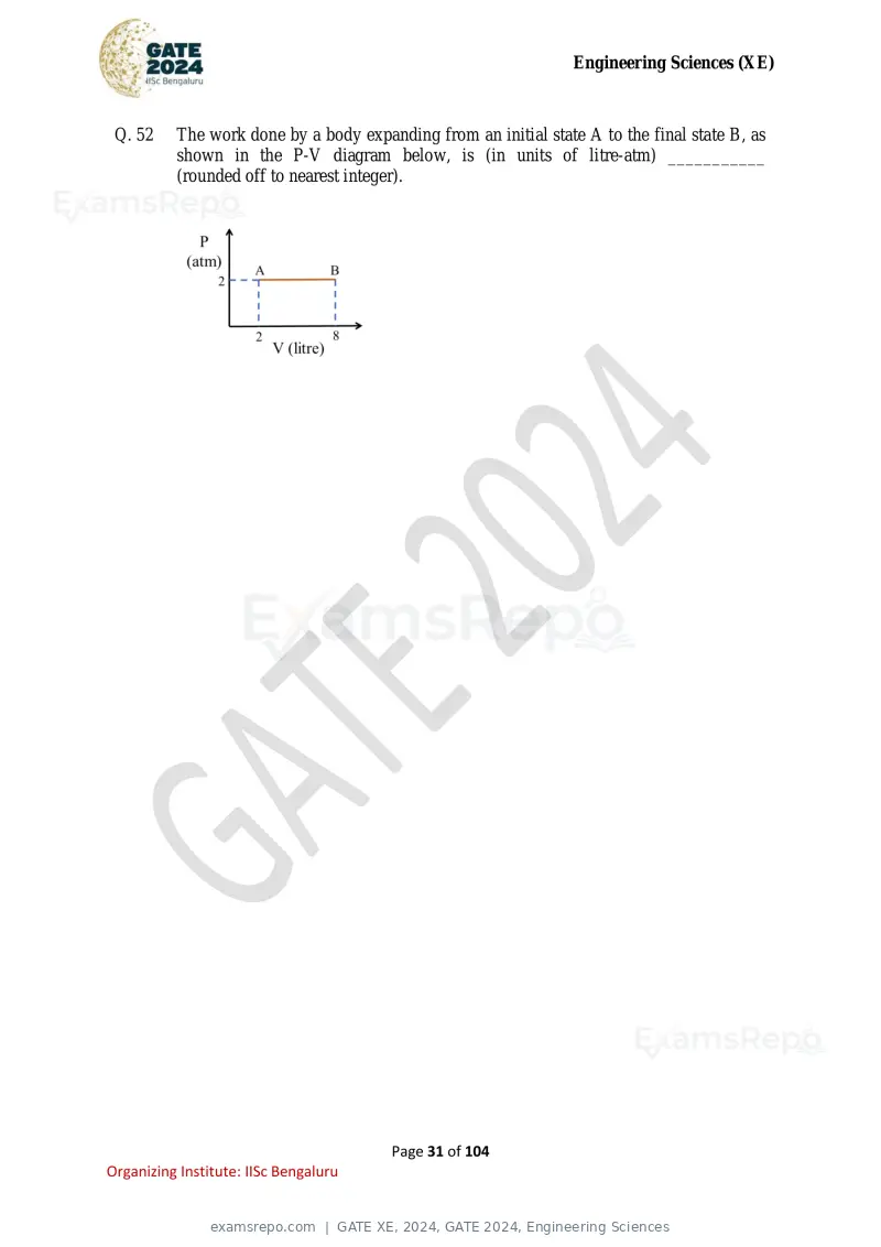 GATE XE 2024 question paper, GATE 2024, Engineering Sciences, page 31 of 104