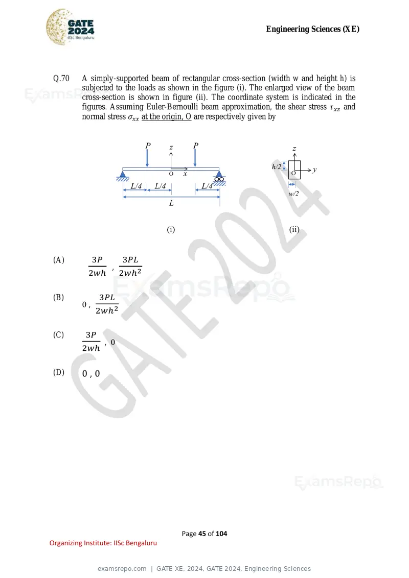 GATE XE 2024 question paper, GATE 2024, Engineering Sciences, page 45 of 104