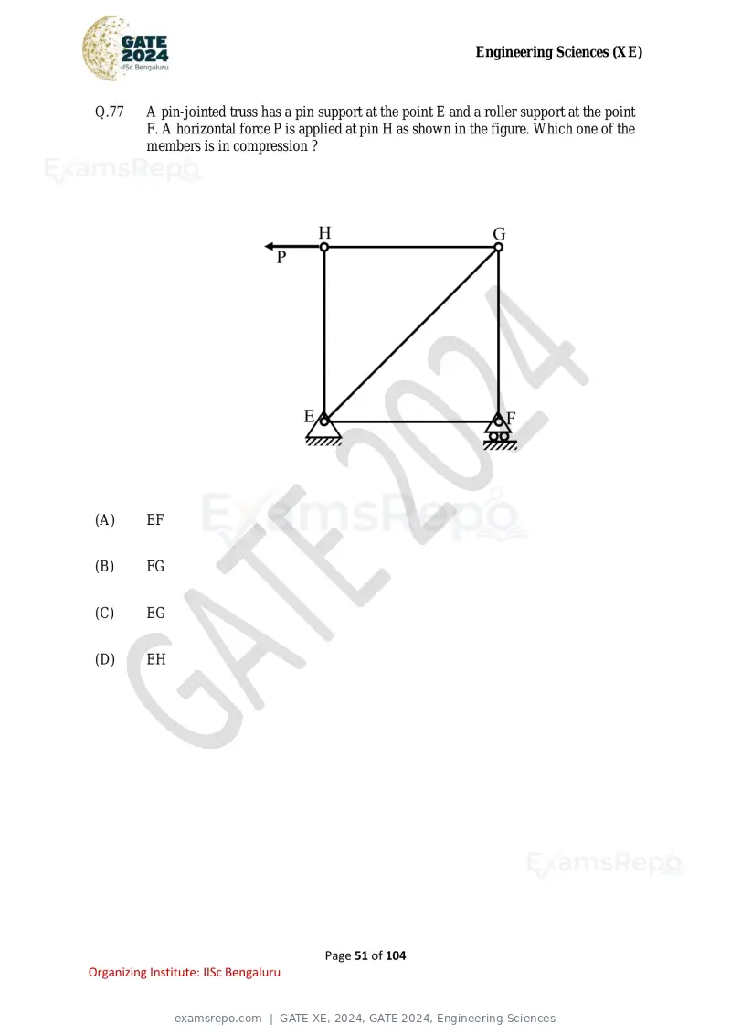 GATE XE 2024 question paper, GATE 2024, Engineering Sciences, page 51 of 104