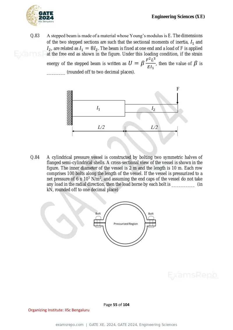 GATE XE 2024 question paper, GATE 2024, Engineering Sciences, page 55 of 104