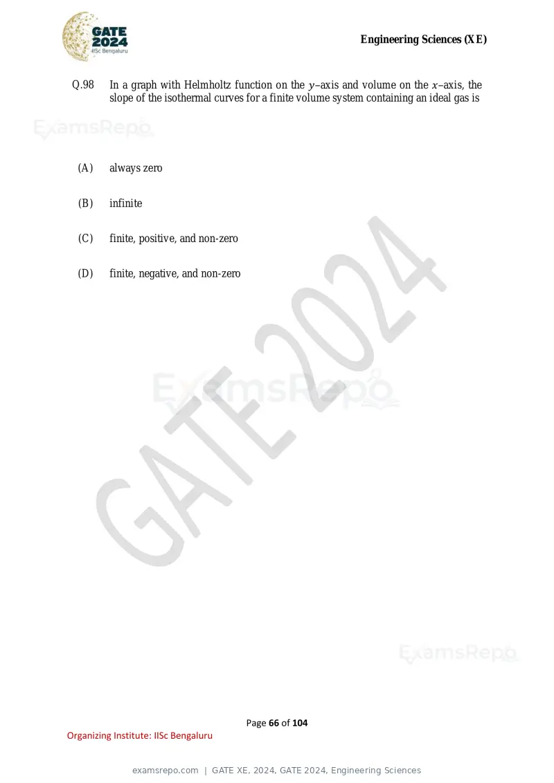 GATE XE 2024 question paper, GATE 2024, Engineering Sciences, page 66 of 104