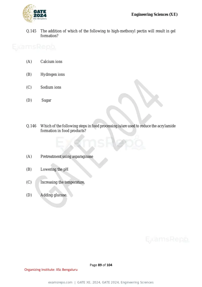 GATE XE 2024 question paper, GATE 2024, Engineering Sciences, page 89 of 104