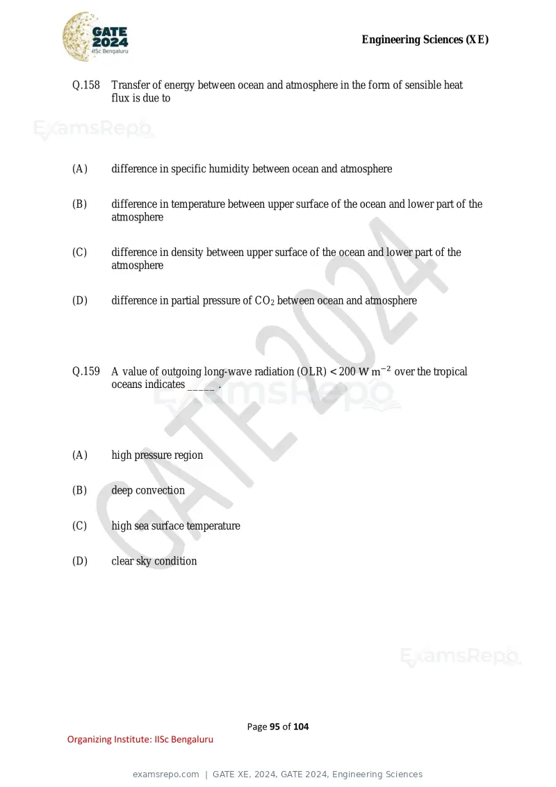 GATE XE 2024 question paper, GATE 2024, Engineering Sciences, page 95 of 104