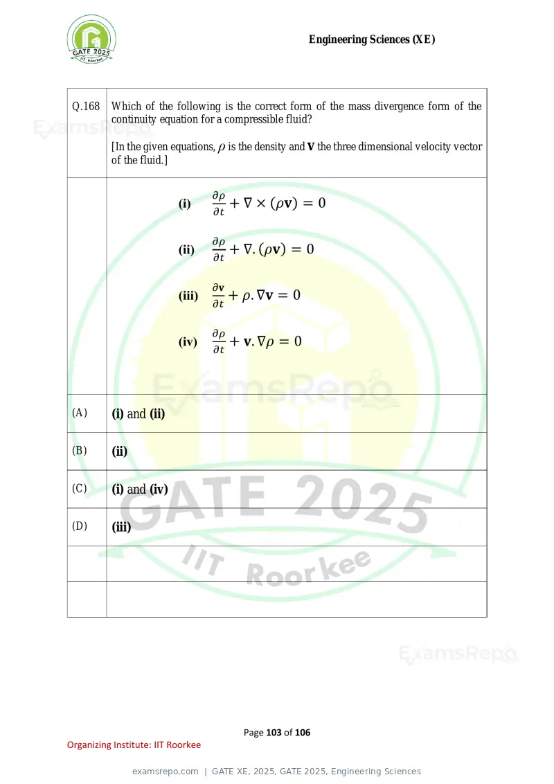 GATE XE 2025 question paper, GATE 2025, Engineering Sciences, page 103 of 106