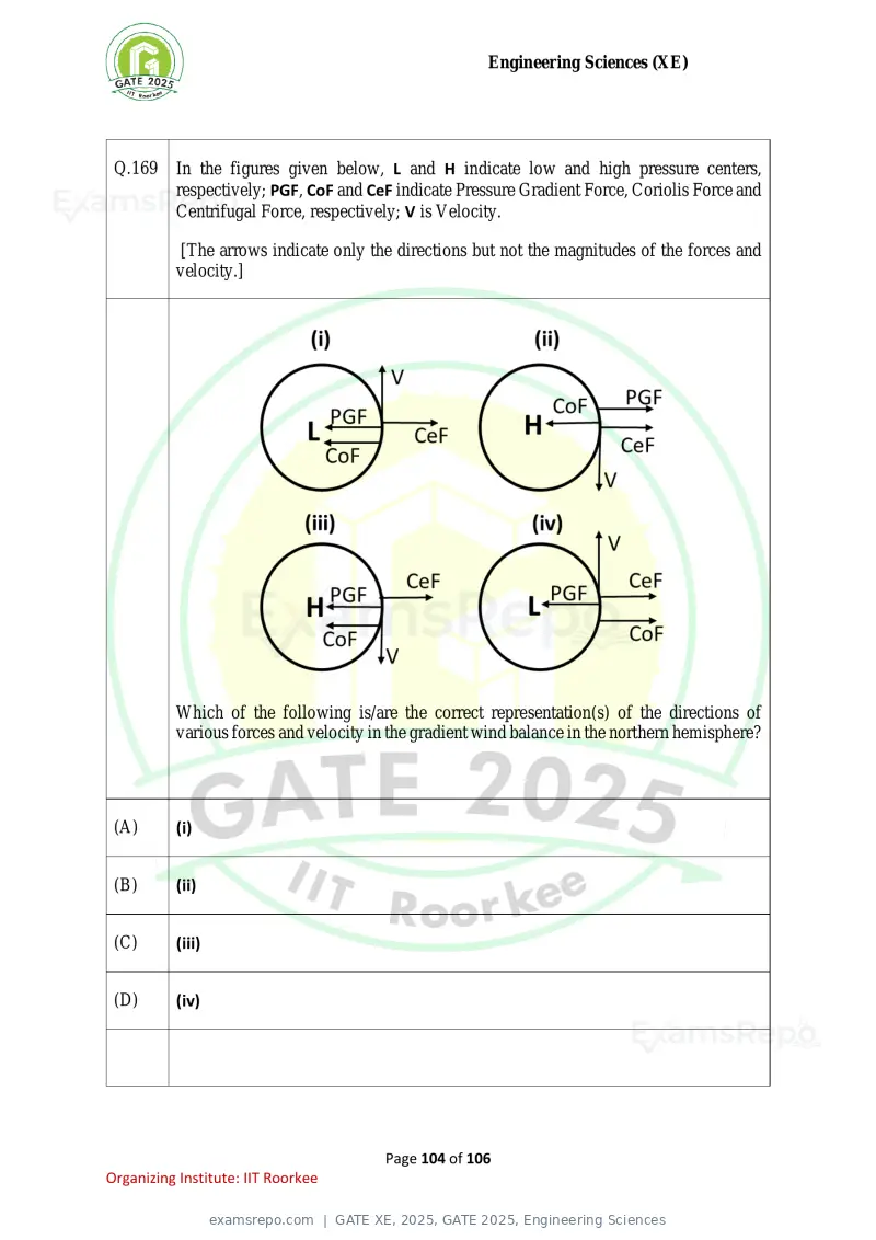 GATE XE 2025 question paper, GATE 2025, Engineering Sciences, page 104 of 106
