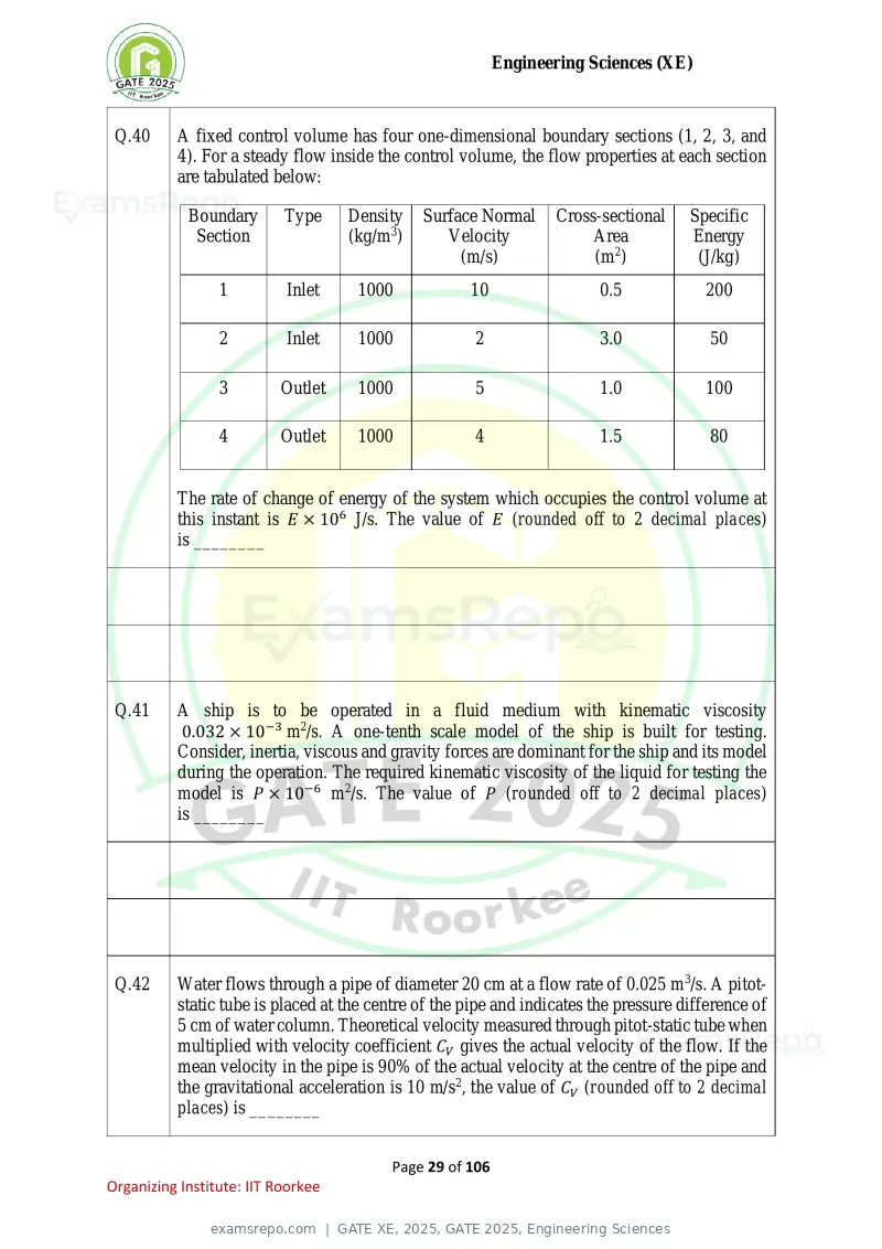 GATE XE 2025 question paper, GATE 2025, Engineering Sciences, page 29 of 106