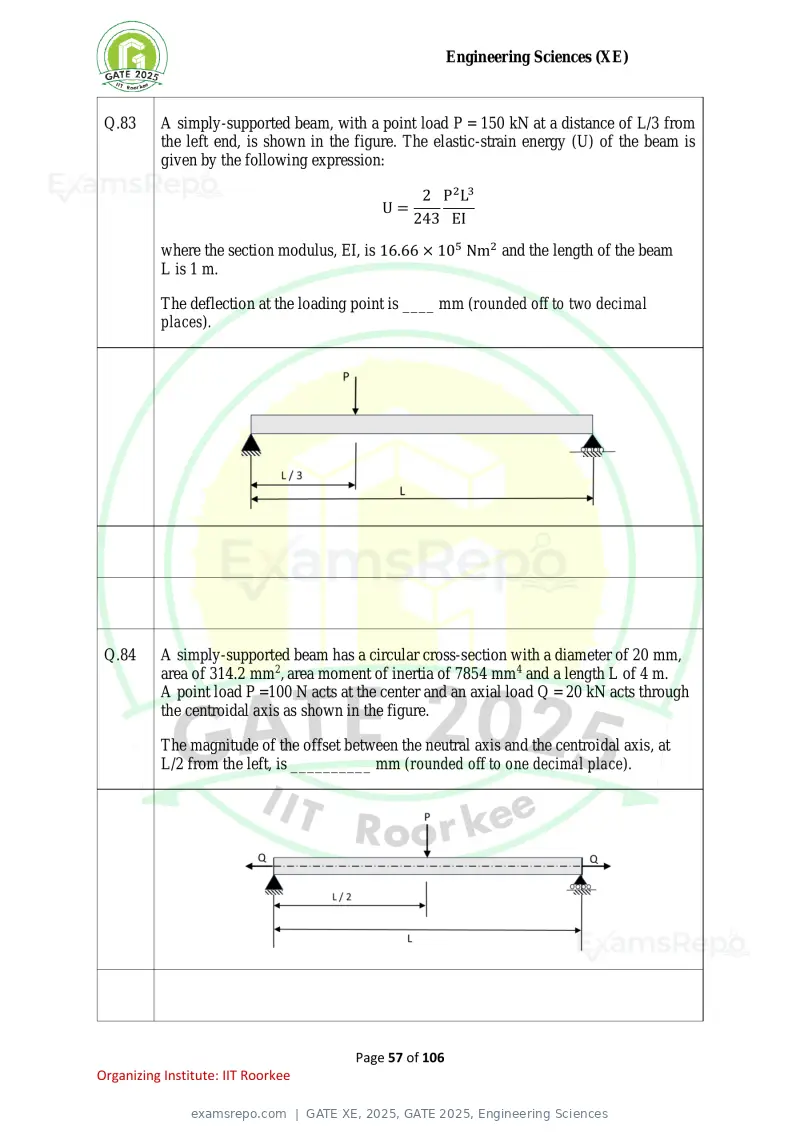 GATE XE 2025 question paper, GATE 2025, Engineering Sciences, page 57 of 106