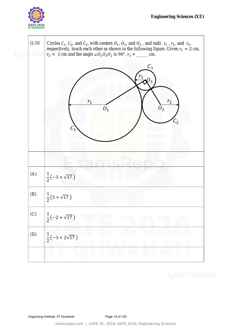 GATE XE 2026 question paper, GATE 2026, Engineering Sciences, page 10 of 124