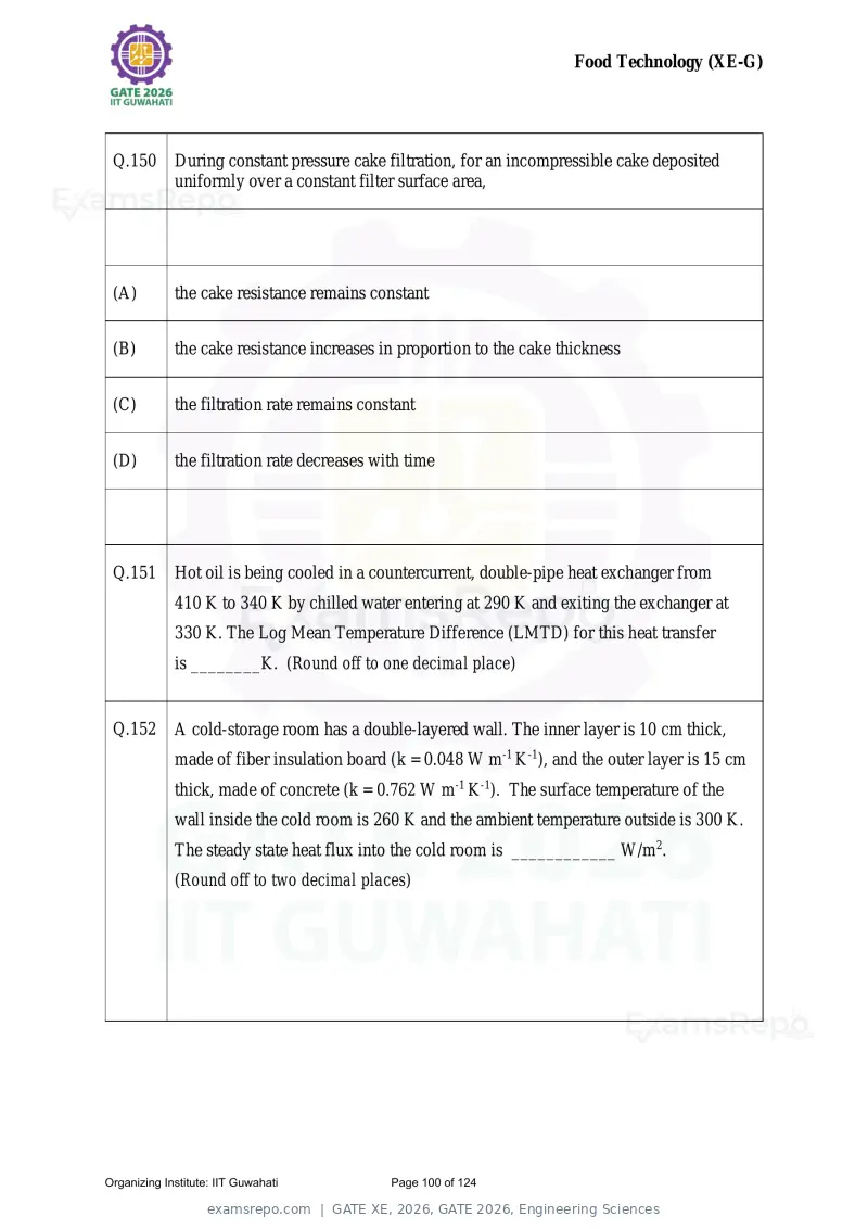 GATE XE 2026 question paper, GATE 2026, Engineering Sciences, page 100 of 124