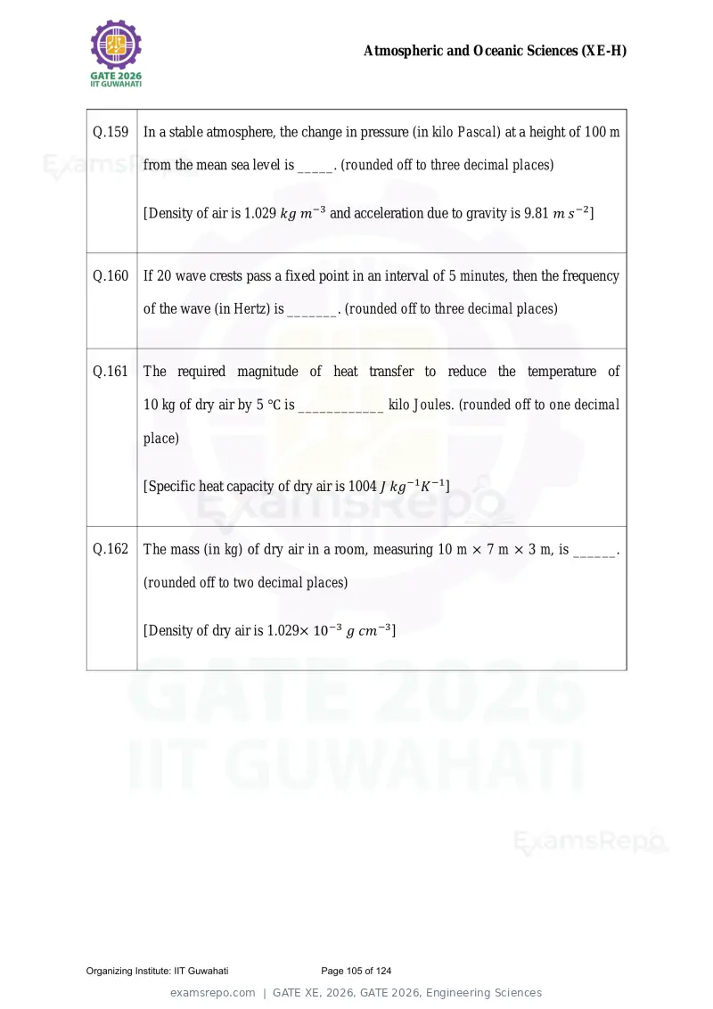GATE XE 2026 question paper, GATE 2026, Engineering Sciences, page 105 of 124