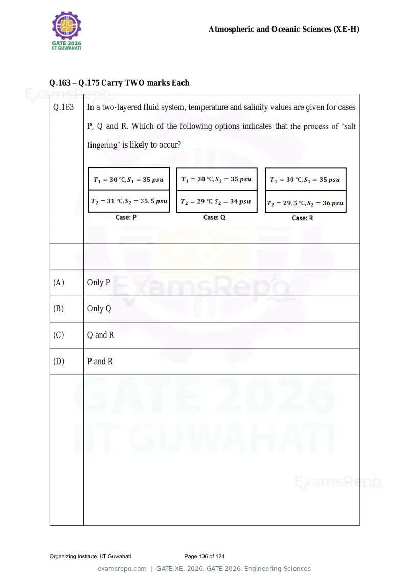 GATE XE 2026 question paper, GATE 2026, Engineering Sciences, page 106 of 124