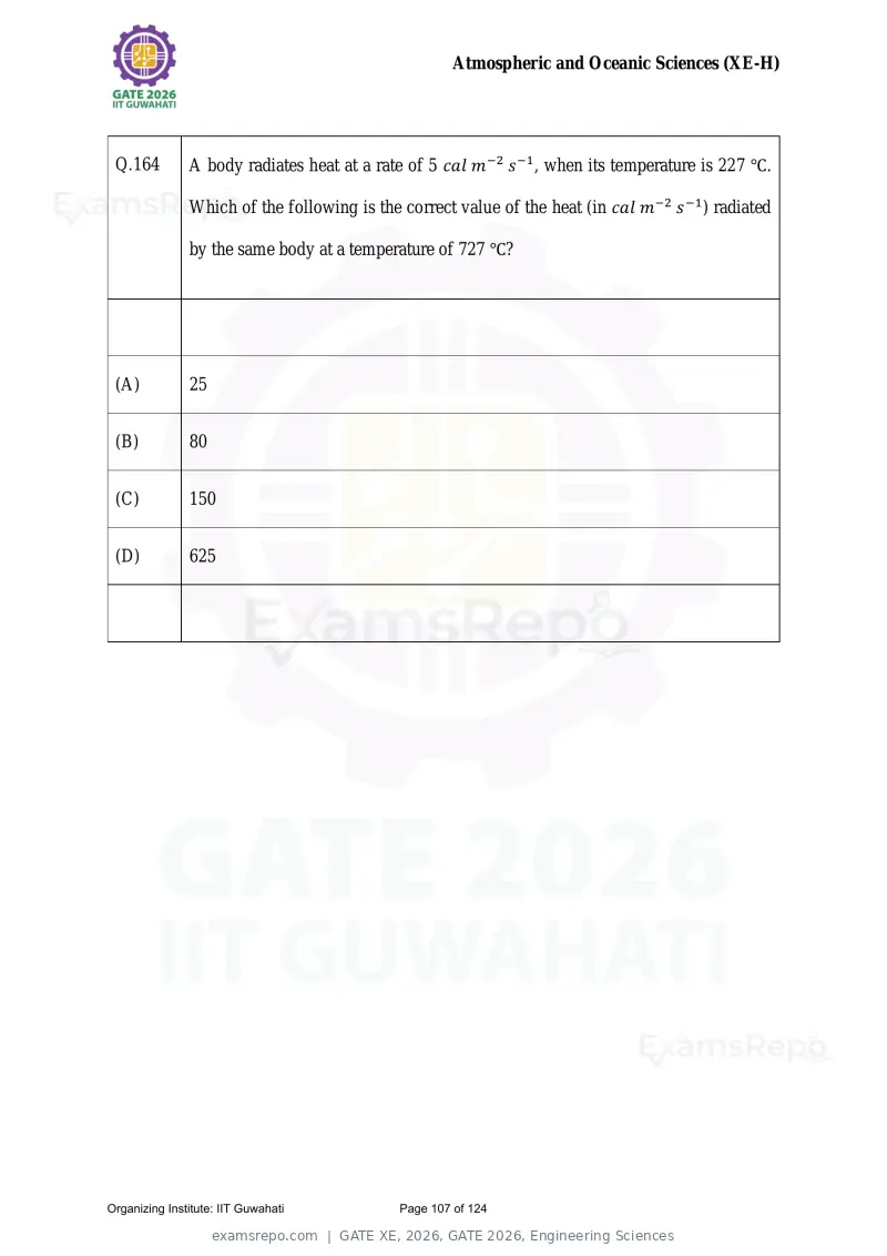 GATE XE 2026 question paper, GATE 2026, Engineering Sciences, page 107 of 124