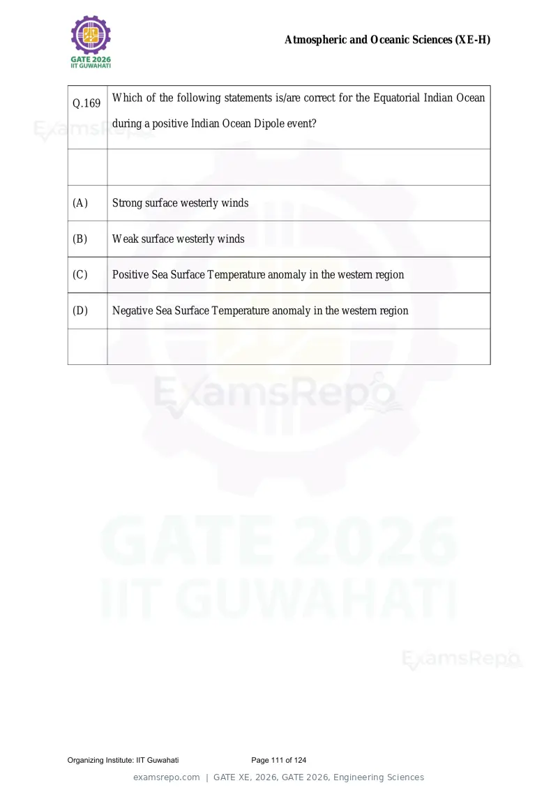 GATE XE 2026 question paper, GATE 2026, Engineering Sciences, page 111 of 124