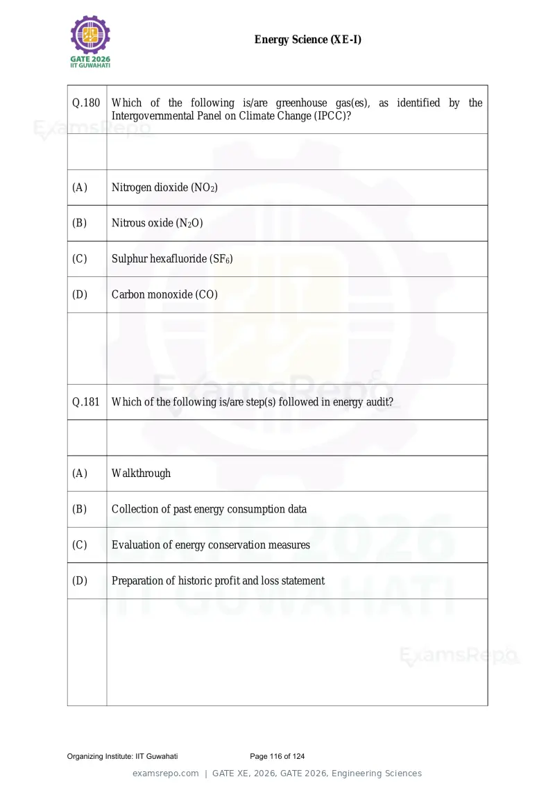 GATE XE 2026 question paper, GATE 2026, Engineering Sciences, page 116 of 124