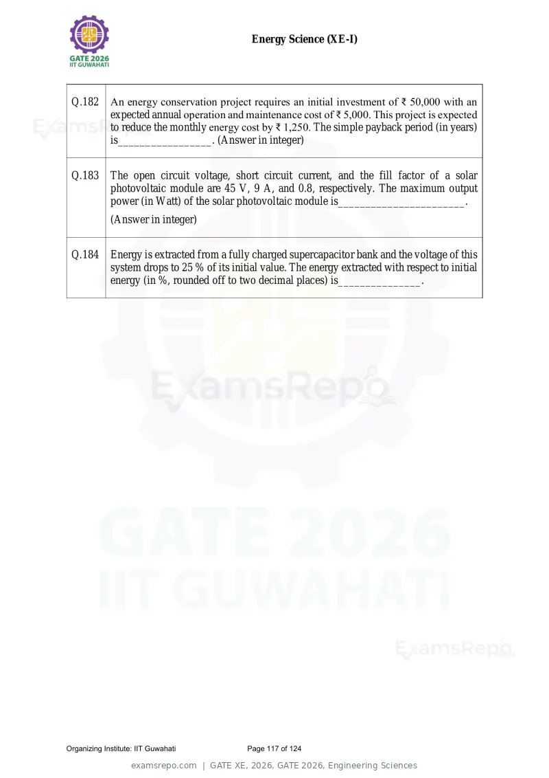 GATE XE 2026 question paper, GATE 2026, Engineering Sciences, page 117 of 124