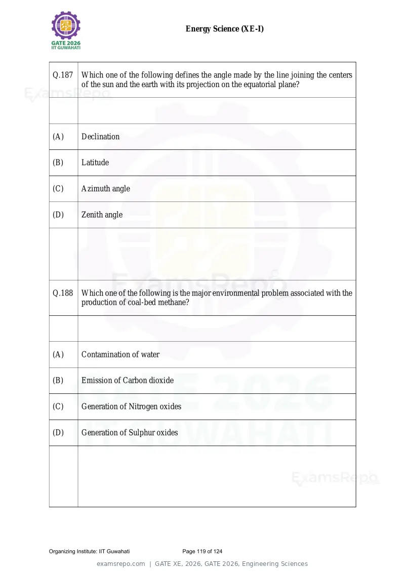 GATE XE 2026 question paper, GATE 2026, Engineering Sciences, page 119 of 124