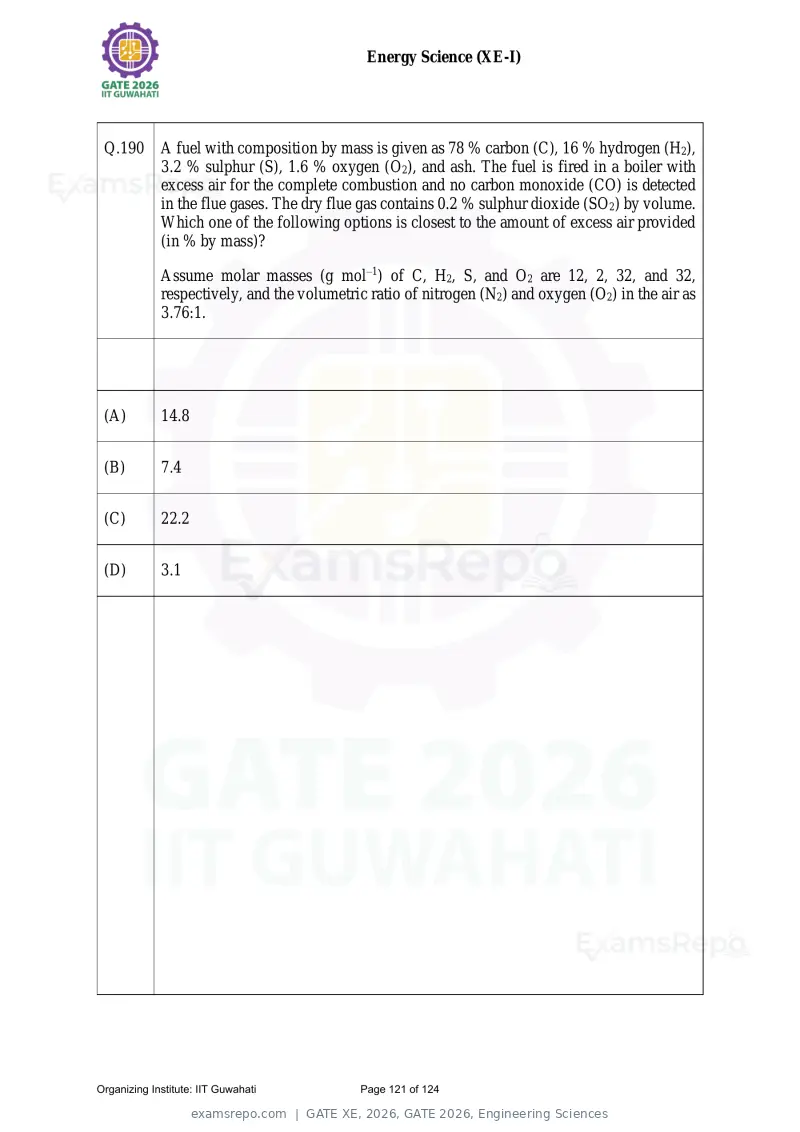 GATE XE 2026 question paper, GATE 2026, Engineering Sciences, page 121 of 124