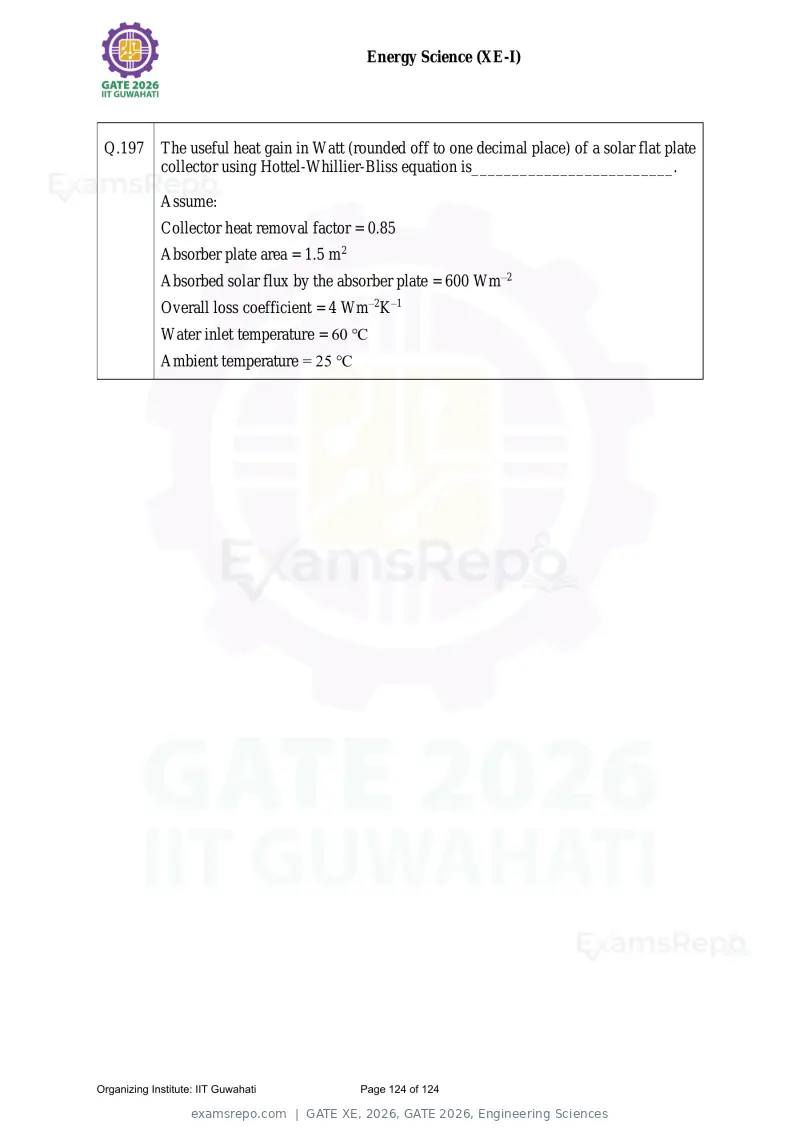 GATE XE 2026 question paper, GATE 2026, Engineering Sciences, page 124 of 124