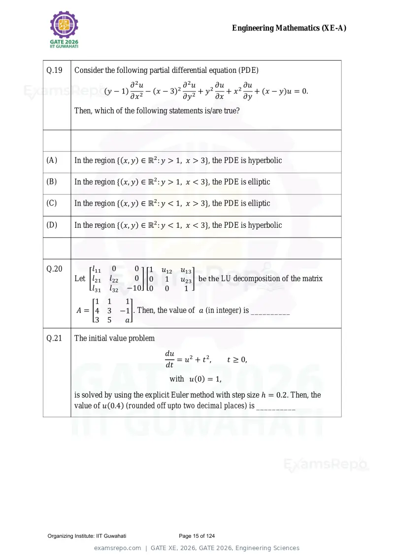 GATE XE 2026 question paper, GATE 2026, Engineering Sciences, page 15 of 124