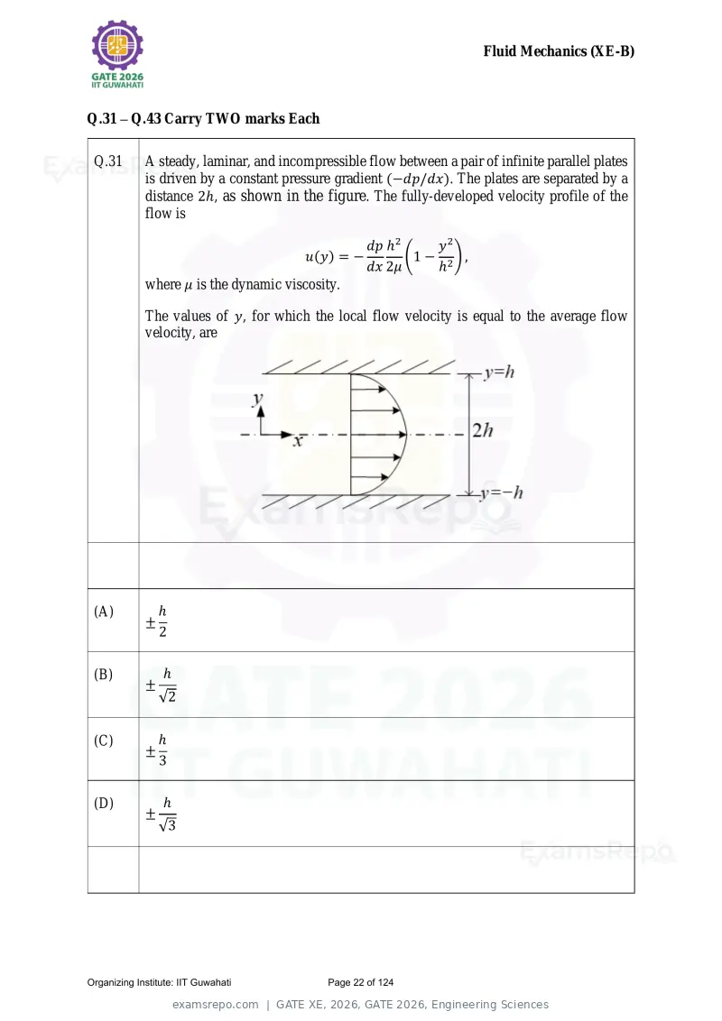 GATE XE 2026 question paper, GATE 2026, Engineering Sciences, page 22 of 124