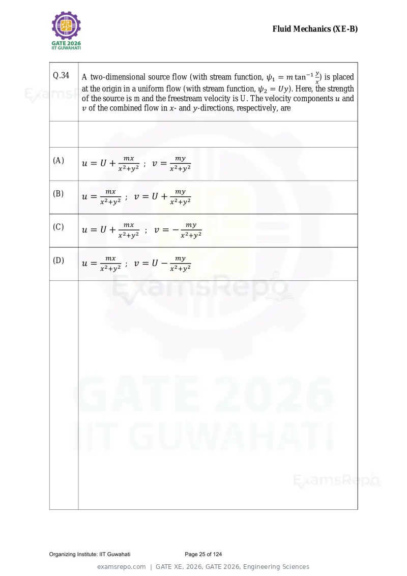 GATE XE 2026 question paper, GATE 2026, Engineering Sciences, page 25 of 124