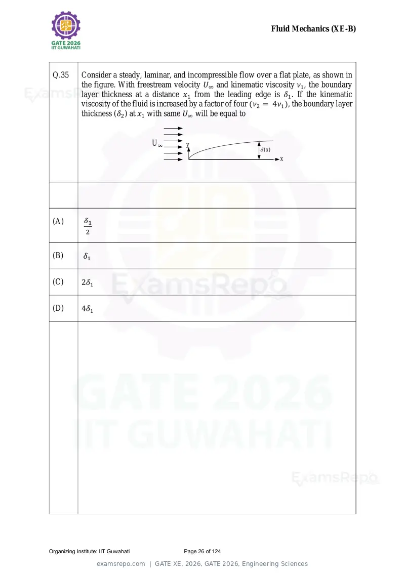 GATE XE 2026 question paper, GATE 2026, Engineering Sciences, page 26 of 124