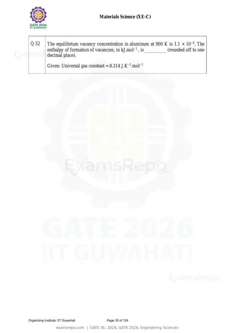 GATE XE 2026 question paper, GATE 2026, Engineering Sciences, page 35 of 124