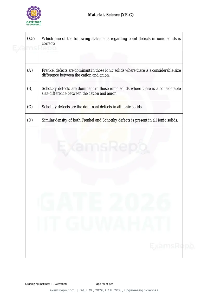 GATE XE 2026 question paper, GATE 2026, Engineering Sciences, page 40 of 124
