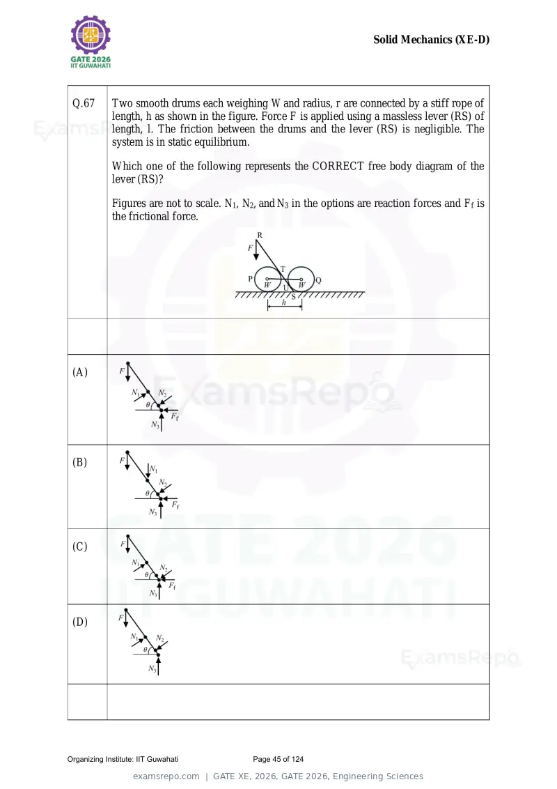 GATE XE 2026 question paper, GATE 2026, Engineering Sciences, page 45 of 124