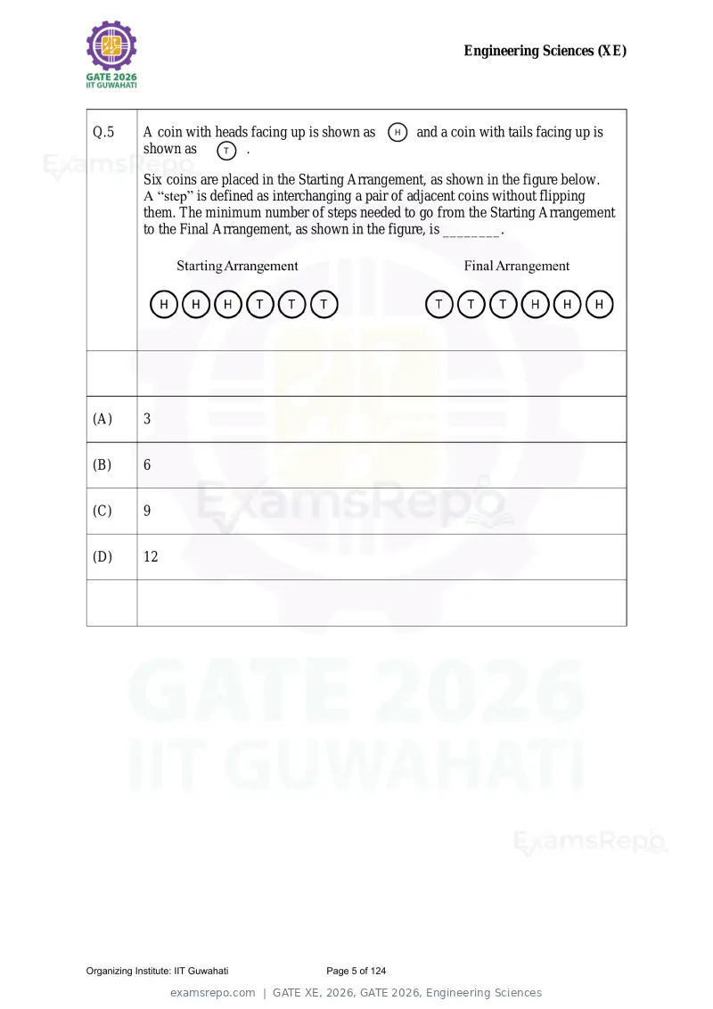 GATE XE 2026 question paper, GATE 2026, Engineering Sciences, page 5 of 124