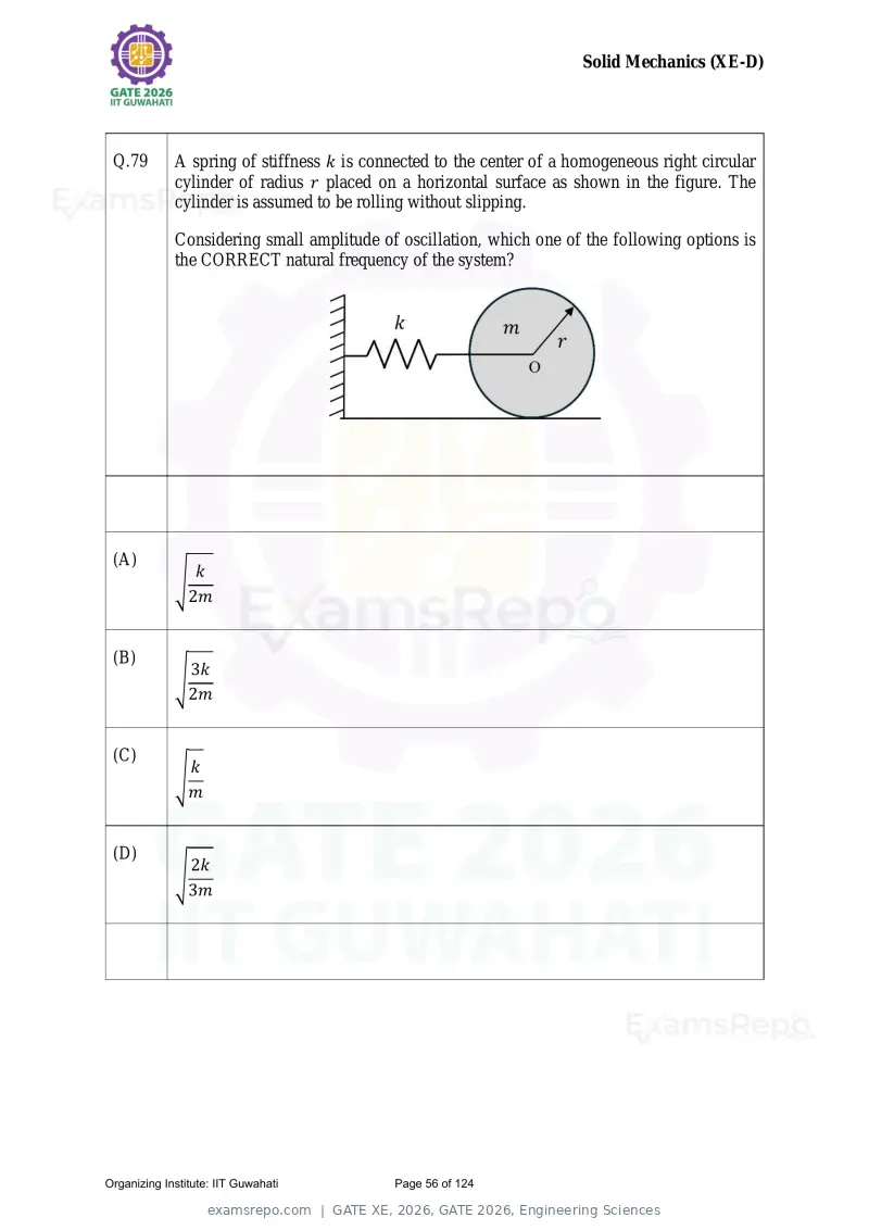 GATE XE 2026 question paper, GATE 2026, Engineering Sciences, page 56 of 124