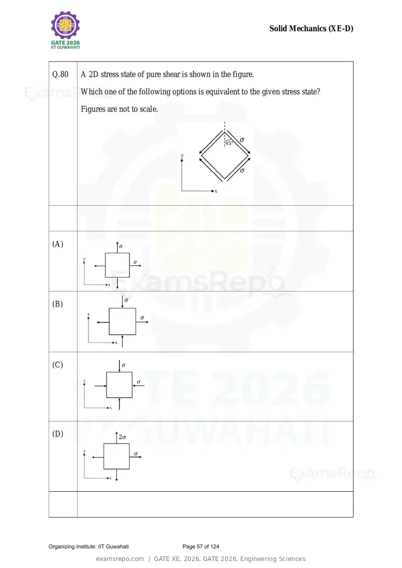 GATE XE 2026 question paper, GATE 2026, Engineering Sciences, page 57 of 124