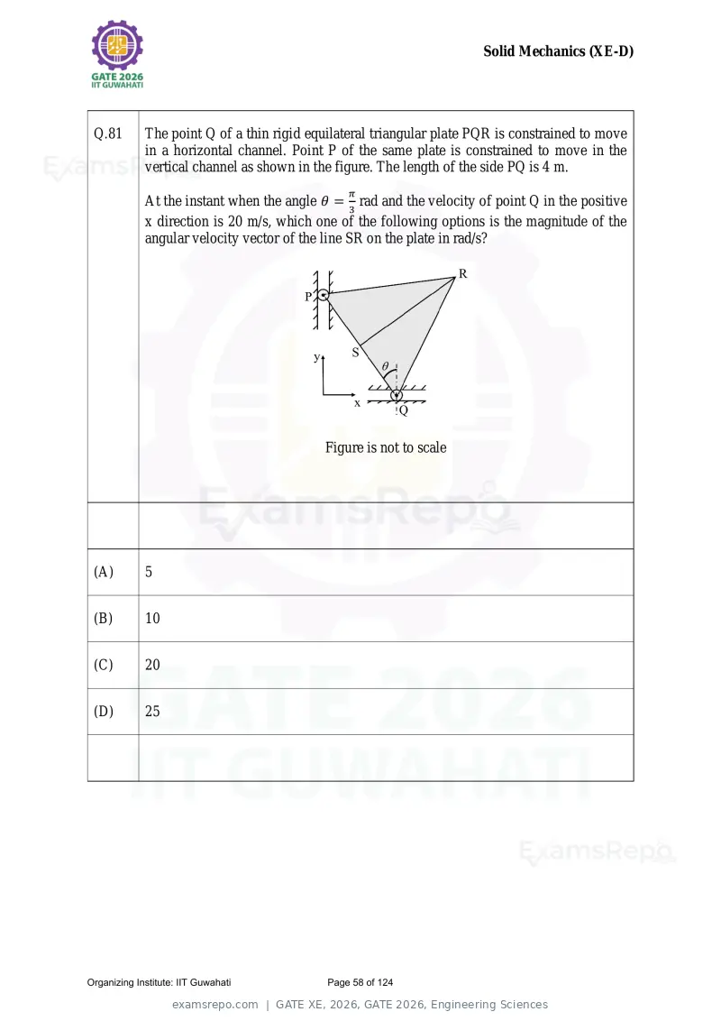 GATE XE 2026 question paper, GATE 2026, Engineering Sciences, page 58 of 124