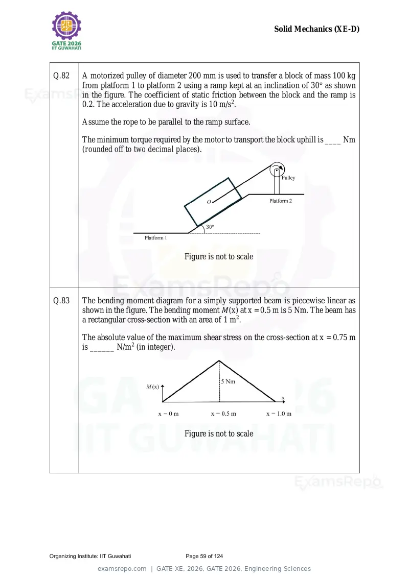 GATE XE 2026 question paper, GATE 2026, Engineering Sciences, page 59 of 124