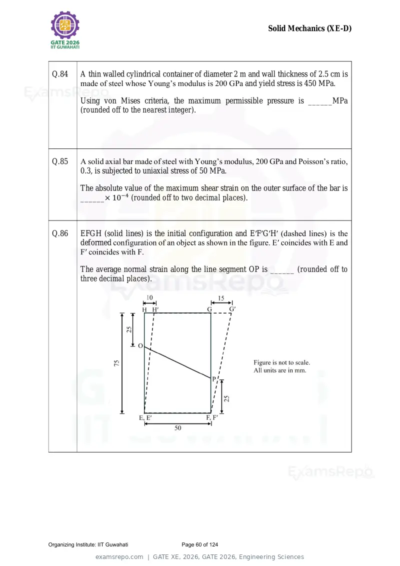 GATE XE 2026 question paper, GATE 2026, Engineering Sciences, page 60 of 124