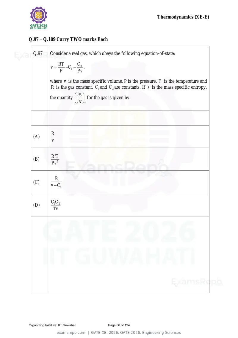 GATE XE 2026 question paper, GATE 2026, Engineering Sciences, page 66 of 124