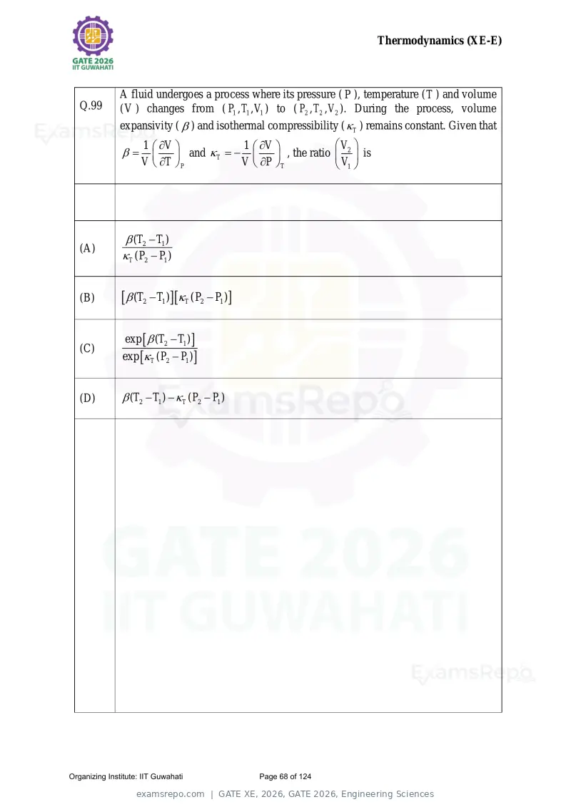 GATE XE 2026 question paper, GATE 2026, Engineering Sciences, page 68 of 124