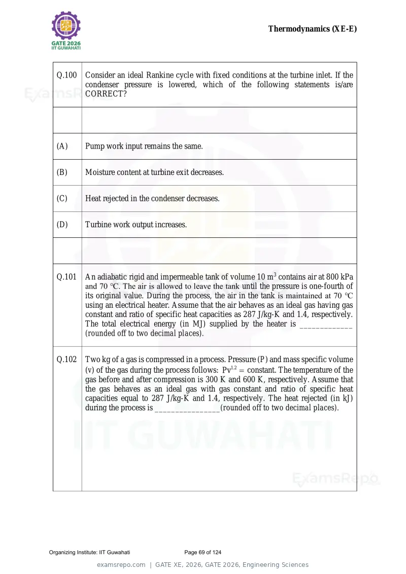 GATE XE 2026 question paper, GATE 2026, Engineering Sciences, page 69 of 124