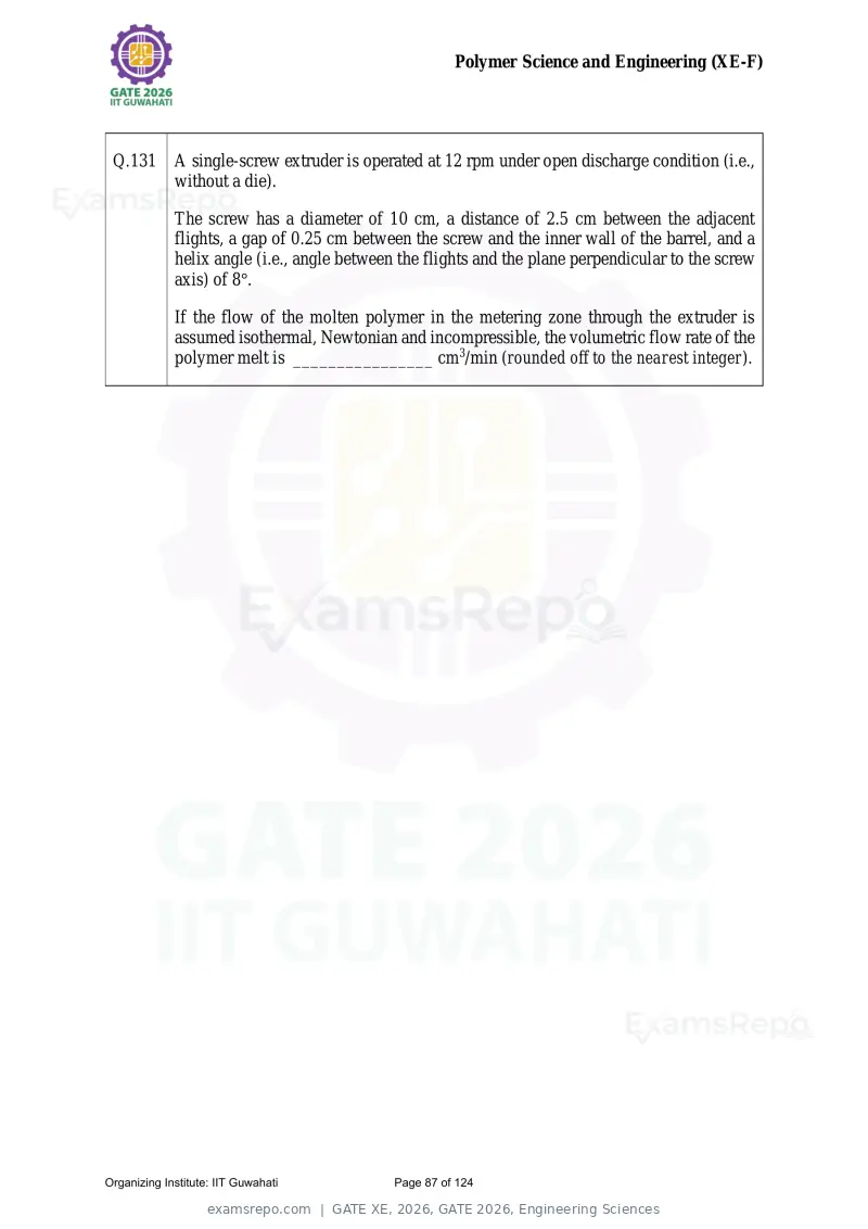 GATE XE 2026 question paper, GATE 2026, Engineering Sciences, page 87 of 124