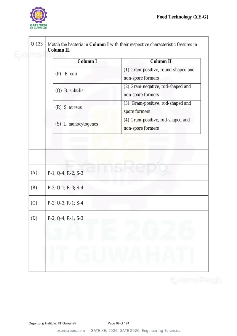 GATE XE 2026 question paper, GATE 2026, Engineering Sciences, page 89 of 124