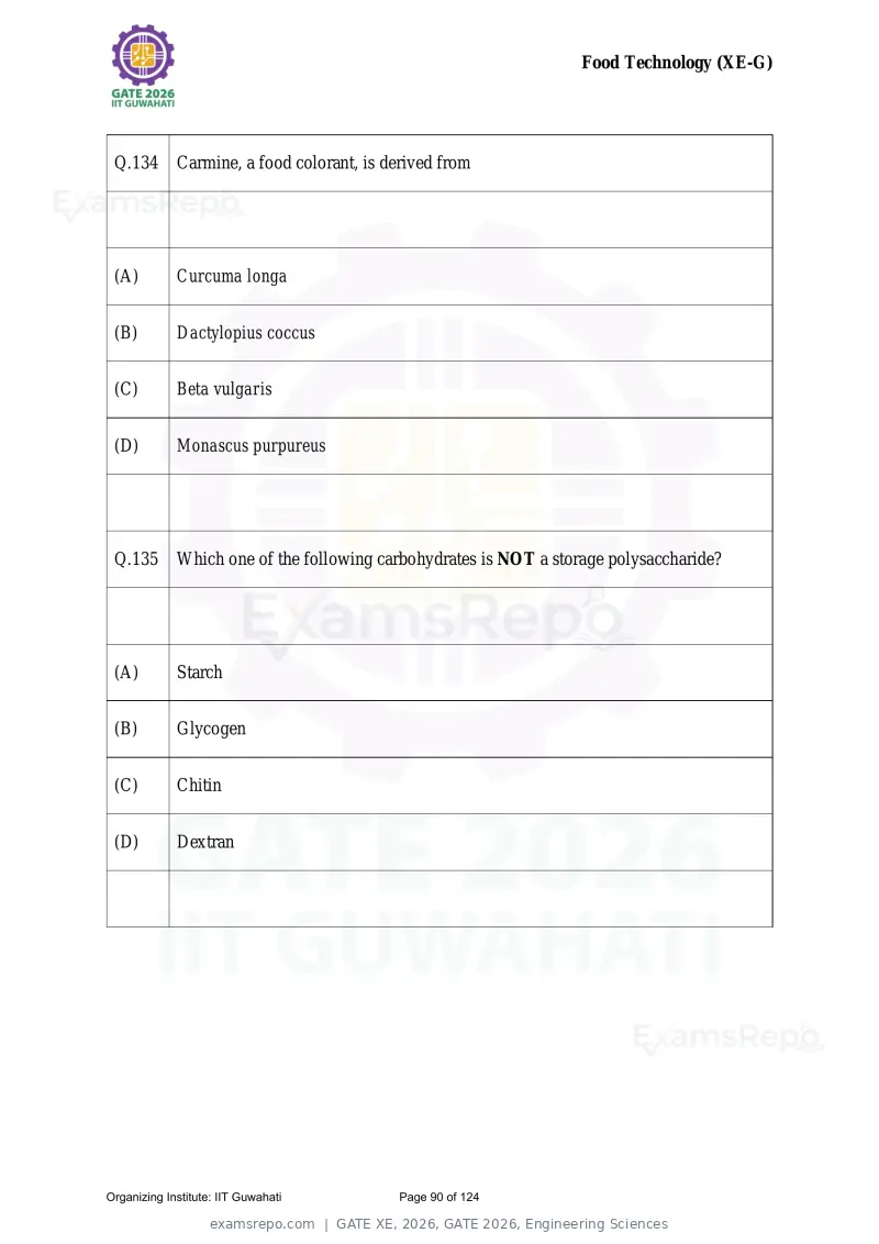 GATE XE 2026 question paper, GATE 2026, Engineering Sciences, page 90 of 124