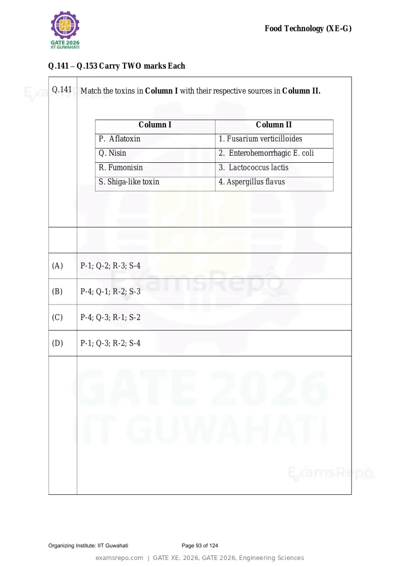 GATE XE 2026 question paper, GATE 2026, Engineering Sciences, page 93 of 124