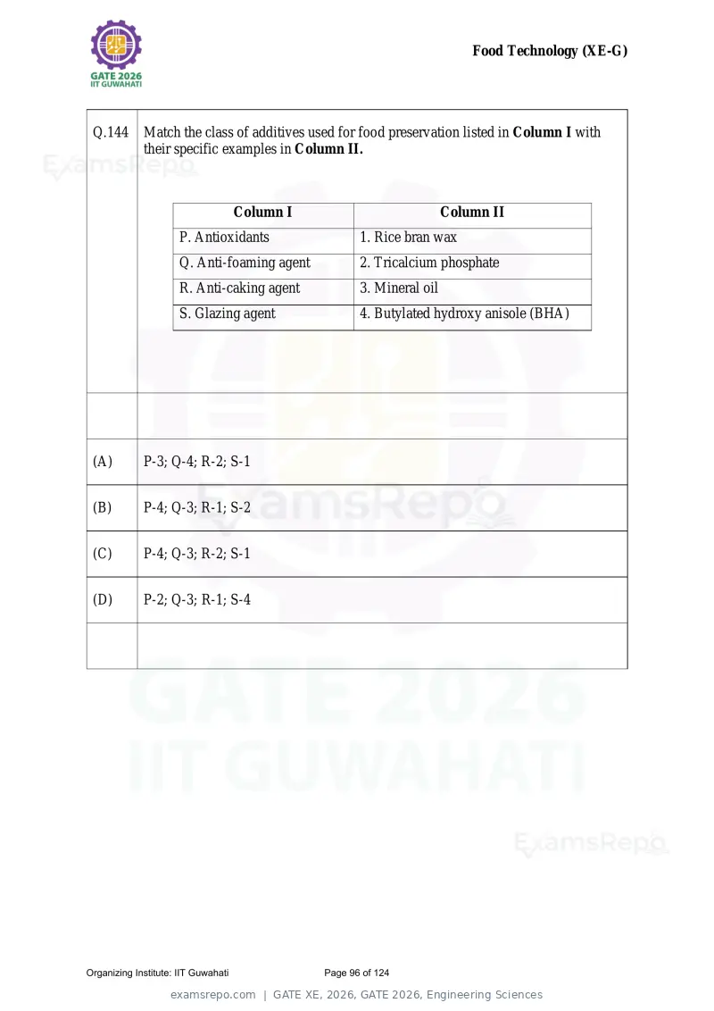 GATE XE 2026 question paper, GATE 2026, Engineering Sciences, page 96 of 124