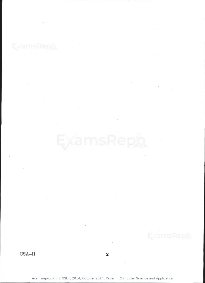 GSET 2014 question paper, October 2014, Paper II, Computer Science and Application, page 2 of 24
